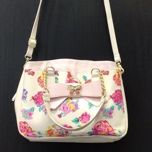 Floral 5 pocket purse with long or short strap